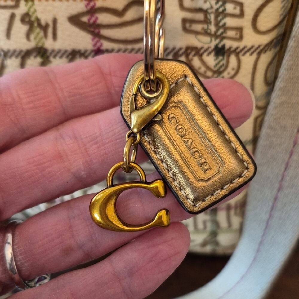 Coach Gold Tattersall With Script Logo Crossbody Bag in Cream and Gold Accents - Picture 8 of 16